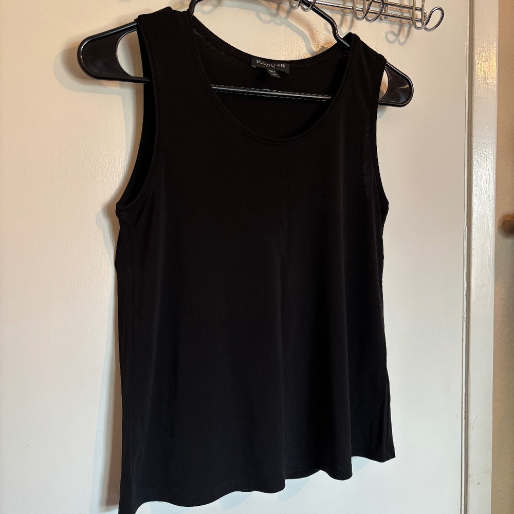 Eileen Fisher Black Tank Top Petite Small Minimalist Capsule Wardrobe Basic